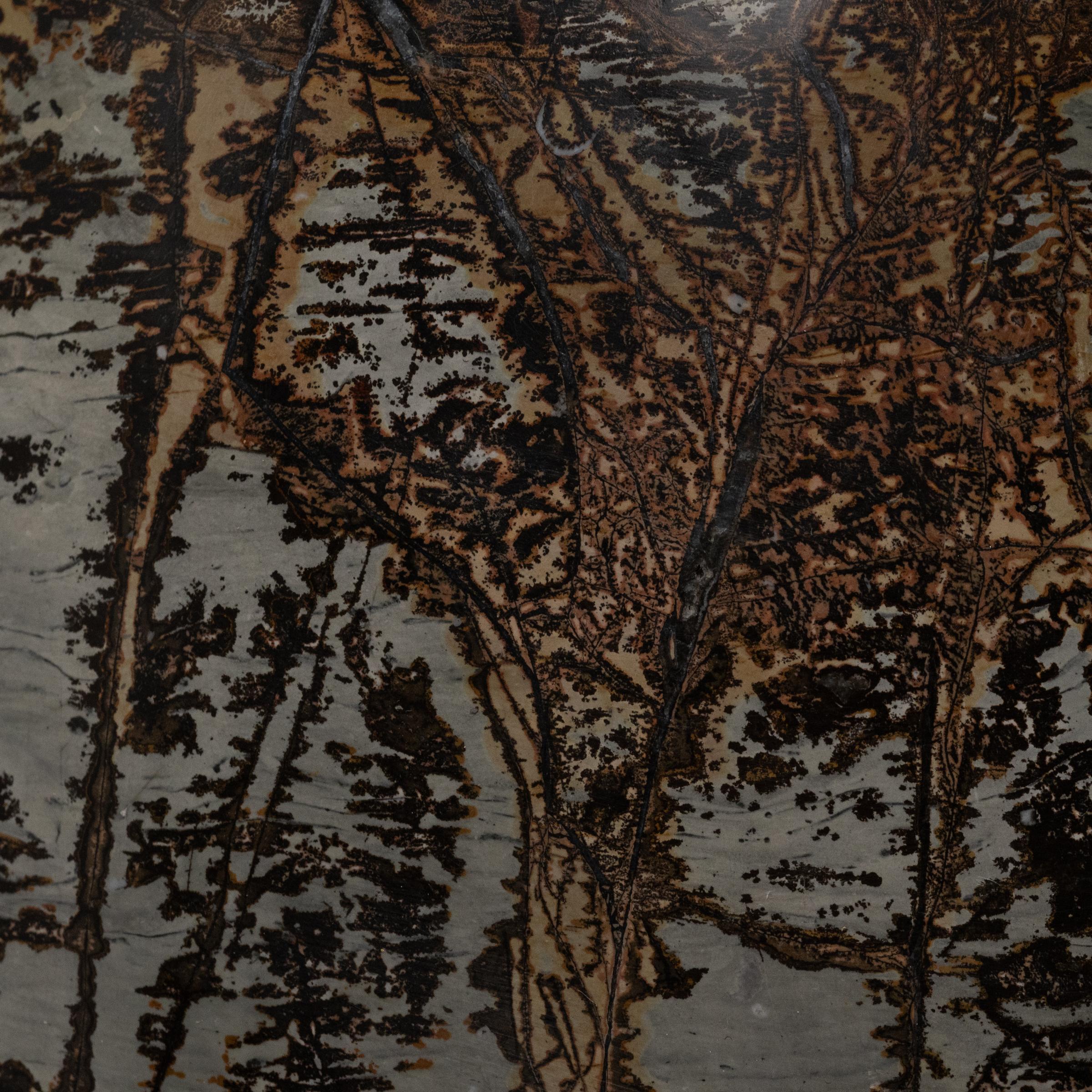 Table tambour en pierre Plum Tree Painting Bon état - En vente à Chicago, IL
