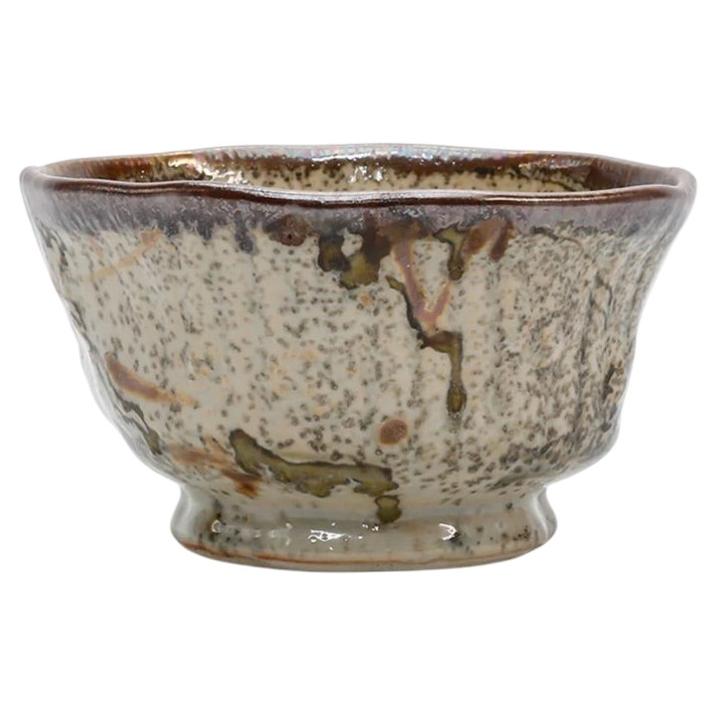 Plum Tree Pottery Decorative Tea Bowl by John P. Glick For Sale