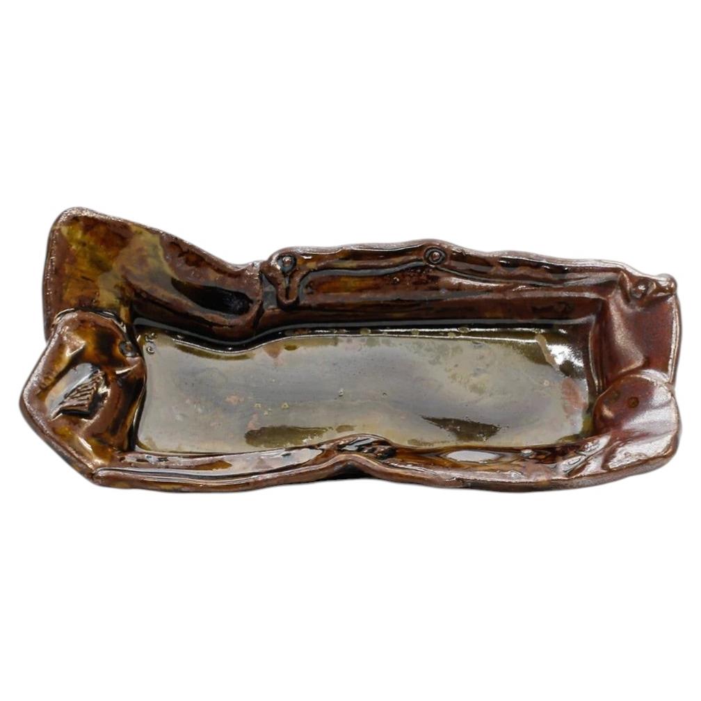 Plum Tree Pottery Decorative Tray by John P. Glick For Sale
