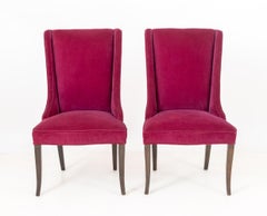 Plum Velvet Upholstered Side Chairs, Pair