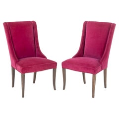 Plum Velvet Upholstered Side Chairs, Pair