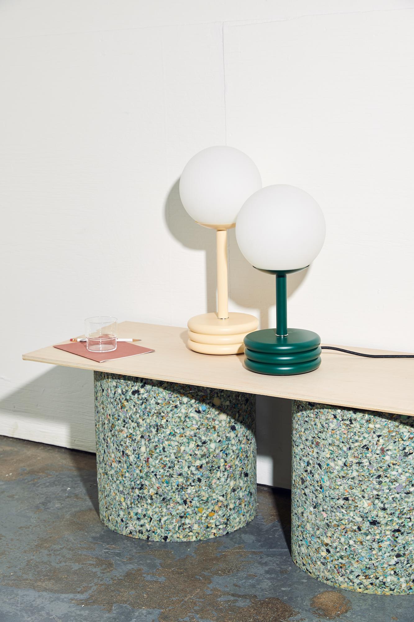 Lacquered Pluma Table Lamp in Bone Lacquer, Tall by Steven Bukowski For Sale