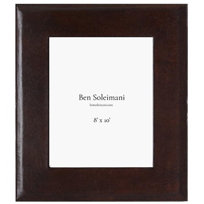 Ben Soleimani Pluma Leather Picture Frame - Chocolate 8" x 10" For Sale