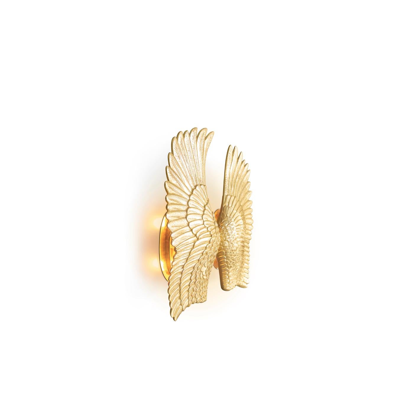 “Your wings already exist, all you have to do is fly!” Bring strength, freedom, love and protective power to your interior with the charmingly angelic Pluma sconce.