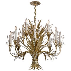 Lustre Plume 12 conçu par Tony Duquette Remains en laiton poli