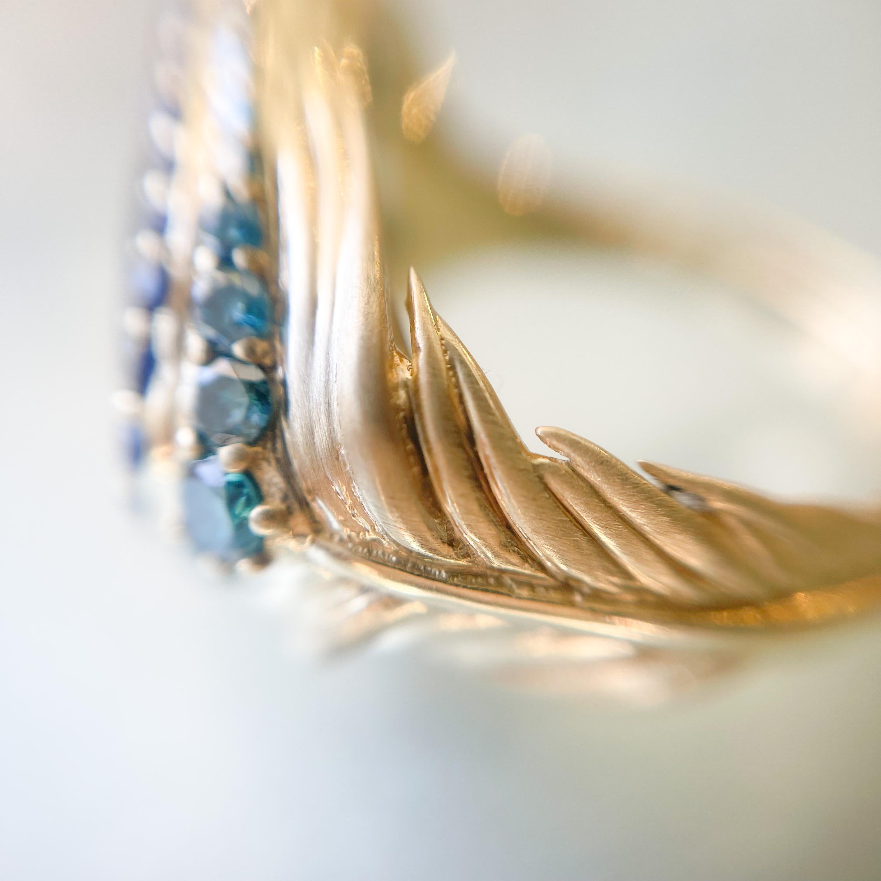 Bague Plume en or avec saphirs et diamants de NIXIN Jewelry en vente 3