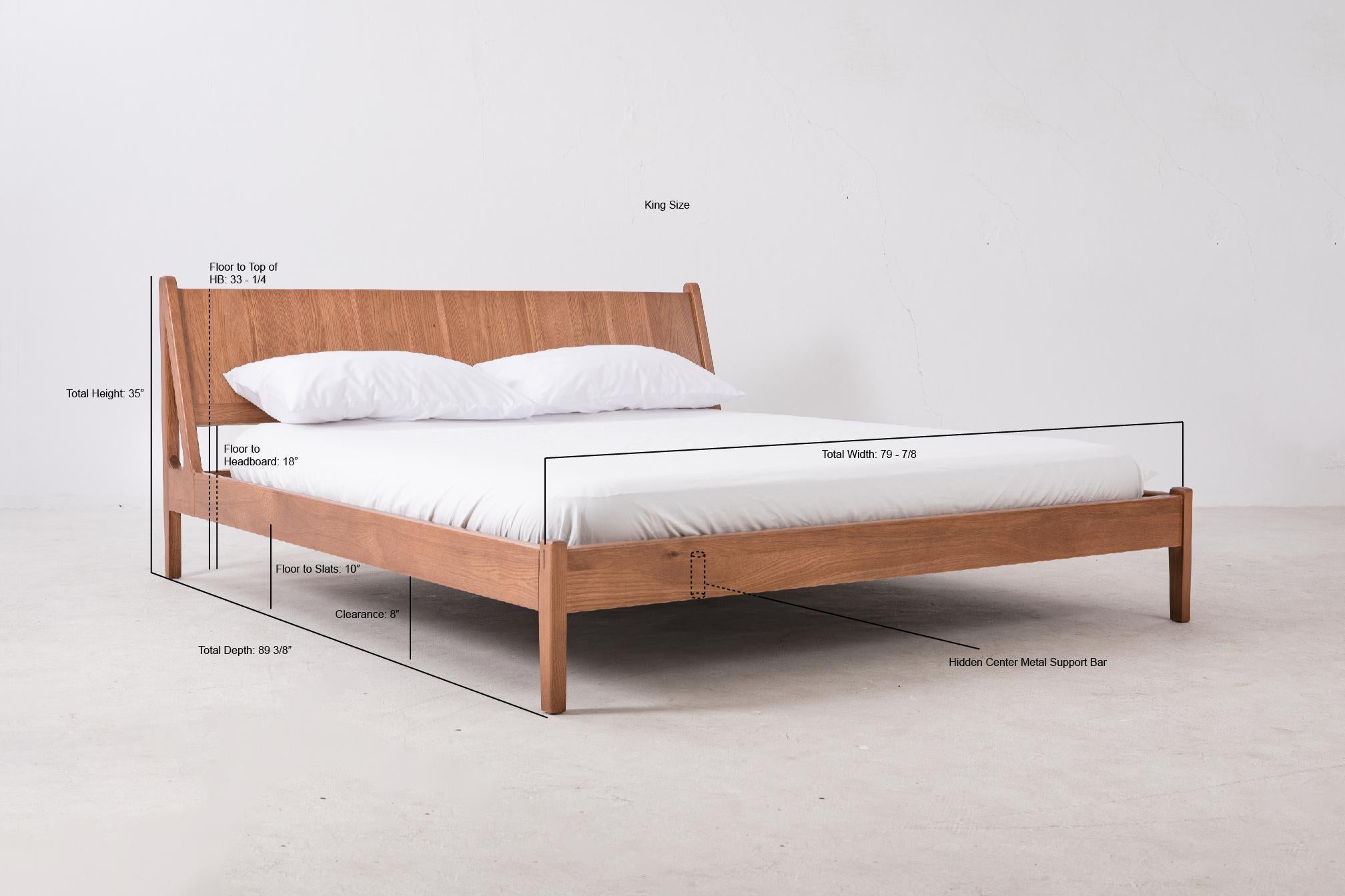 Chinese Plume King Bed in Nude by Sun at Six, Minimalist Wood Bed For Sale