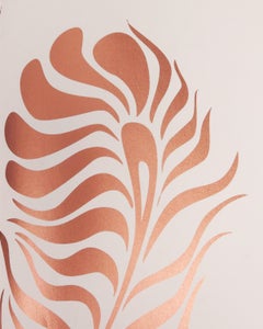Papier peint sérigraphié Plume en cuivre métallique sur neige