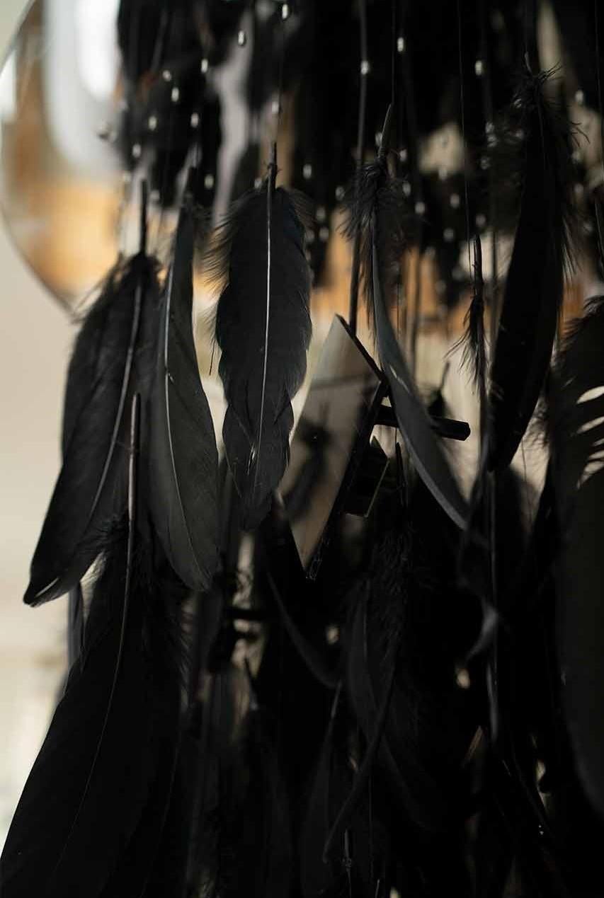 black feather chandelier