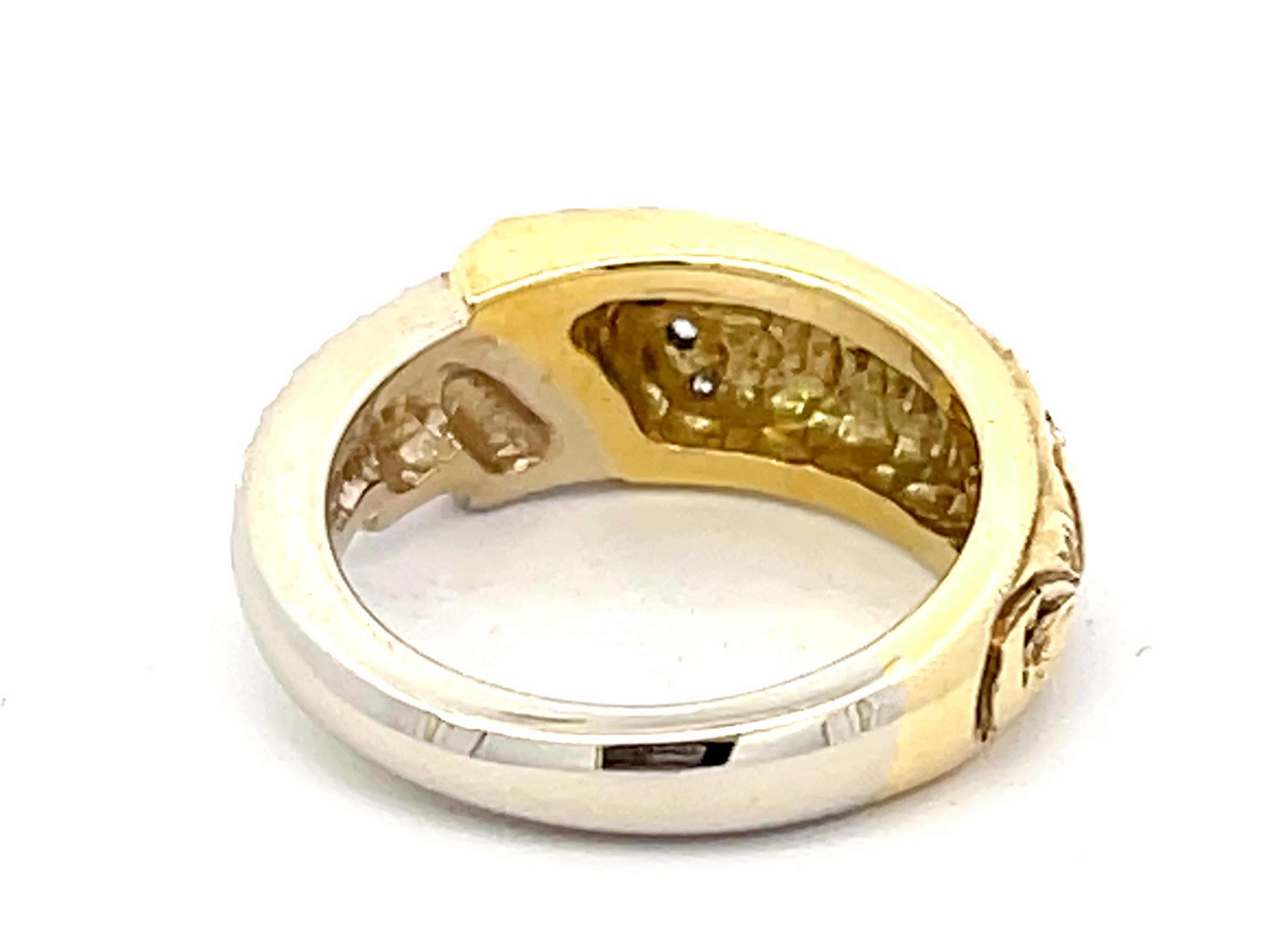 Plumeria-Diamant-Ring aus 18 Karat Gold, zweifarbig, strukturiert im Angebot 1