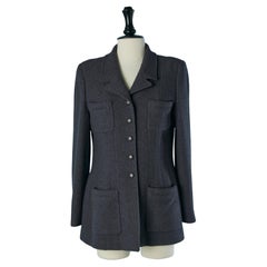Giacca monopetto in tweed color prugna Chanel FW 95/96