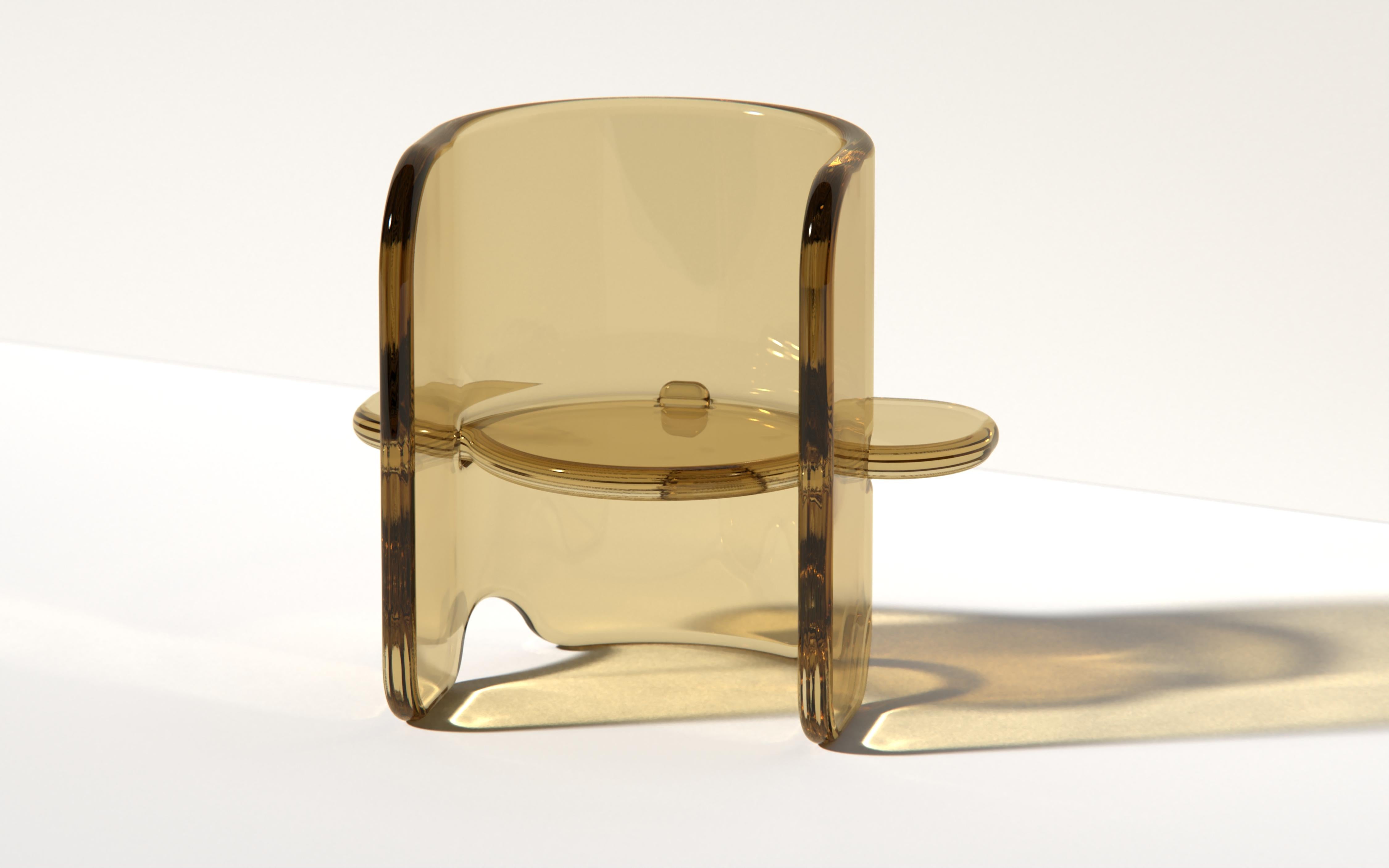 Silla Plump en azul intenso, resina de poliuretano translúcida, de Ian Cochran Moderno en venta