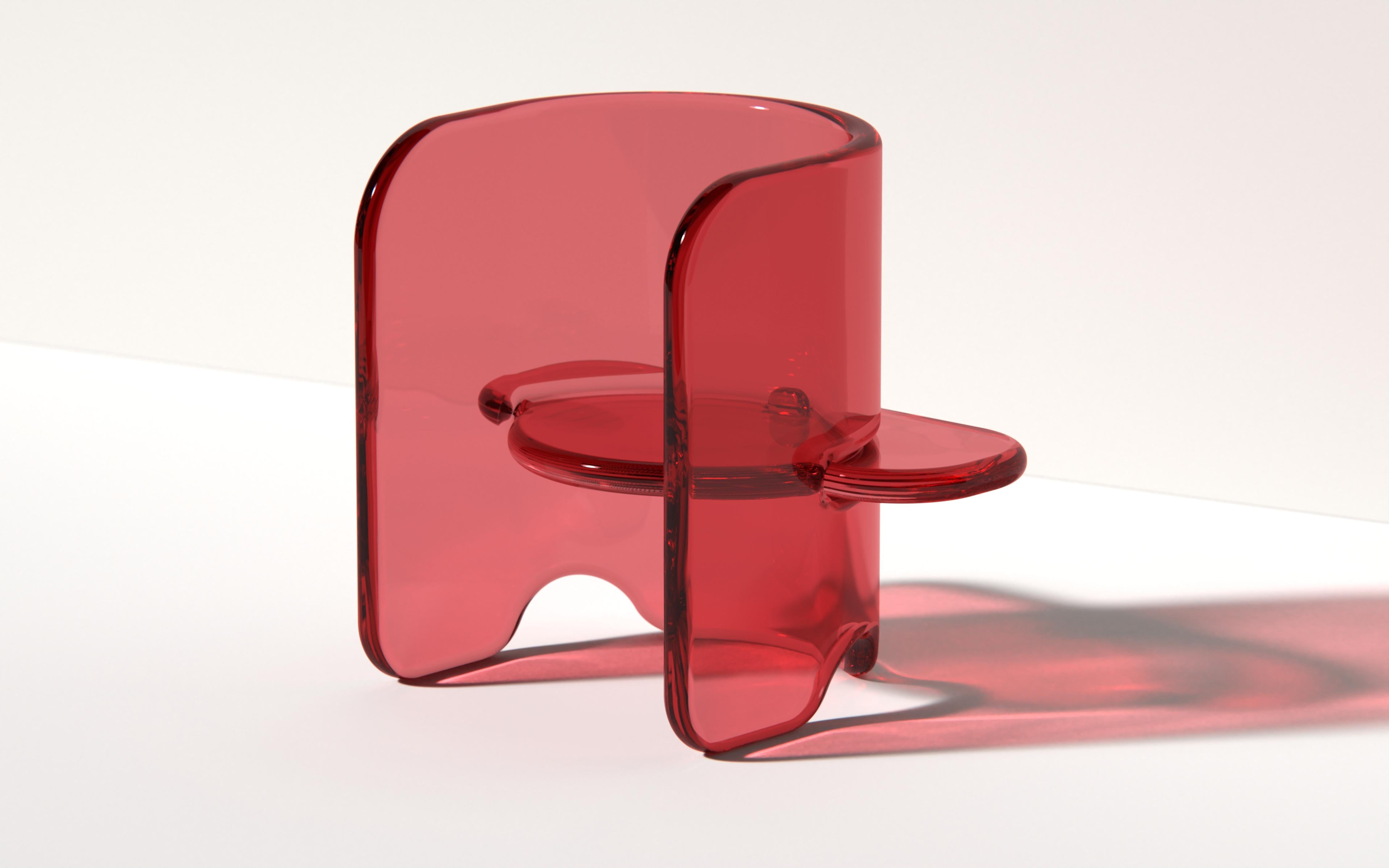 Silla Plump en rojo sandía, resina de poliuretano translúcida, por Ian Cochran Resina en venta
