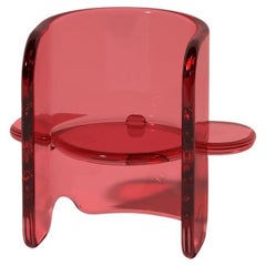 Silla Plump en rojo sandía, resina de poliuretano translúcida, por Ian Cochran