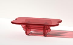 Modern Plump Coffee Table in Watermelon Red, Polyurethane Resin, by Ian Cochran