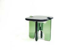Modern Plump End Table in Deep Olive Green, Translucent Resin, by Ian Cochran