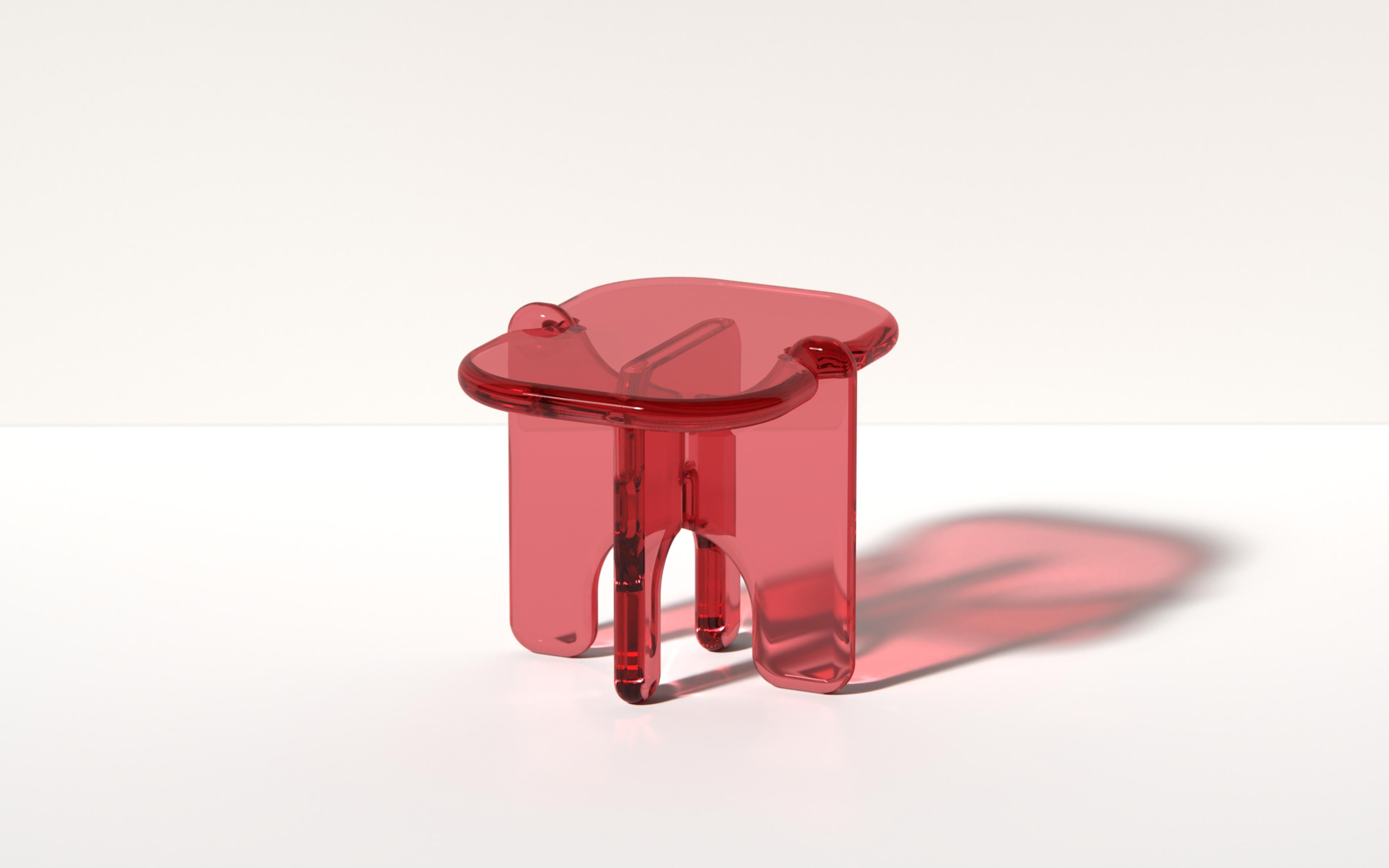 Mesa auxiliar Plump de resina translúcida roja sandía, de Ian Cochran en venta 4