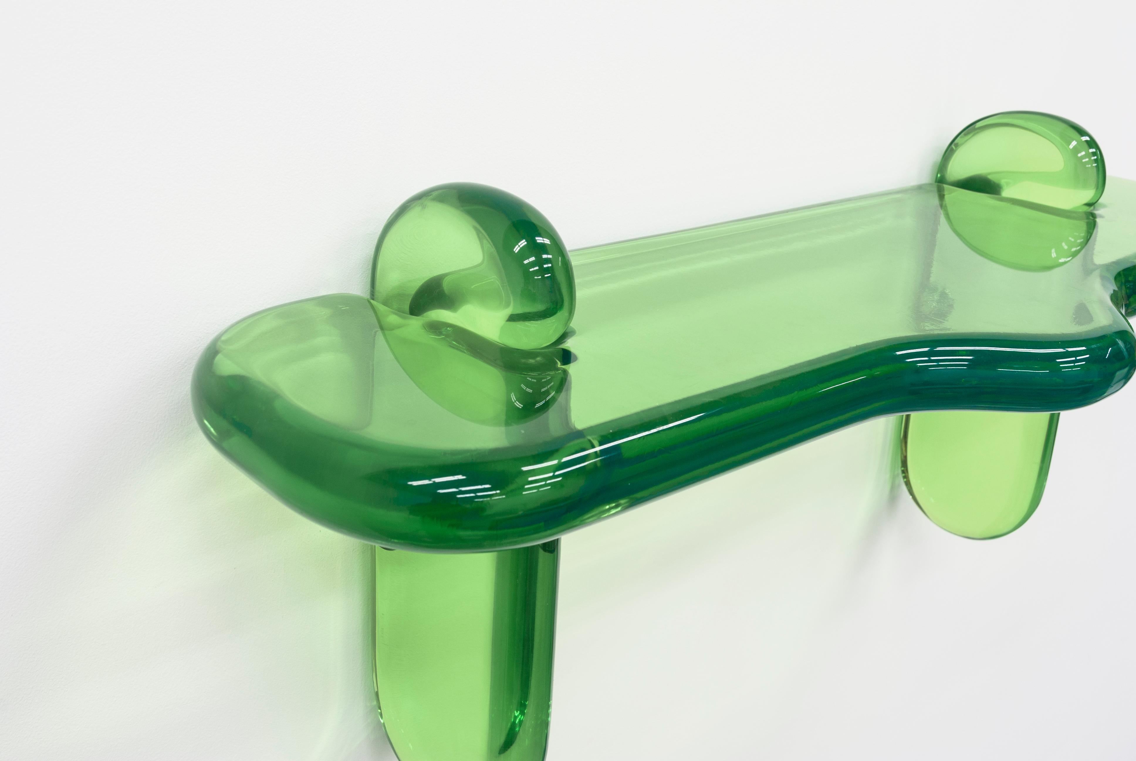 Plump Resin Floating Wall Console in Aloe Vera Green by Ian Alistair Cochran In New Condition In Brooklyn, NY