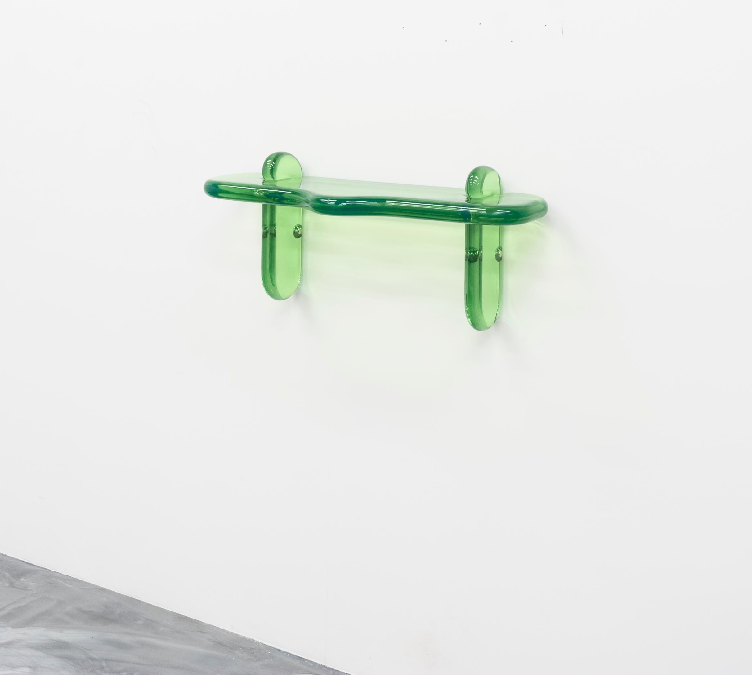 Plump Resin Floating Wall Console in Aloe Vera Green by Ian Alistair Cochran 2