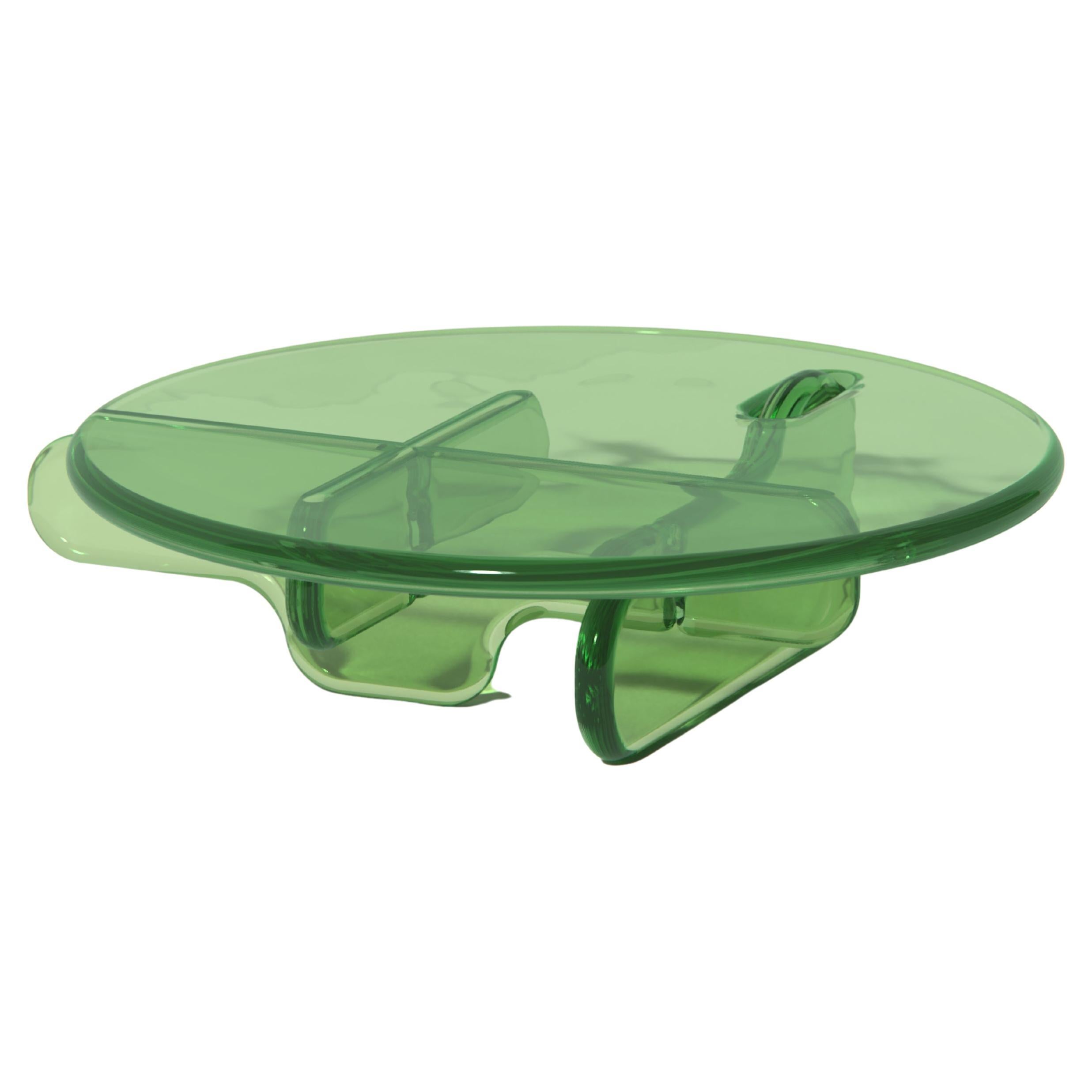 Table basse ronde Plump en résine de polyuréthane translucide verte par Ian Cochran