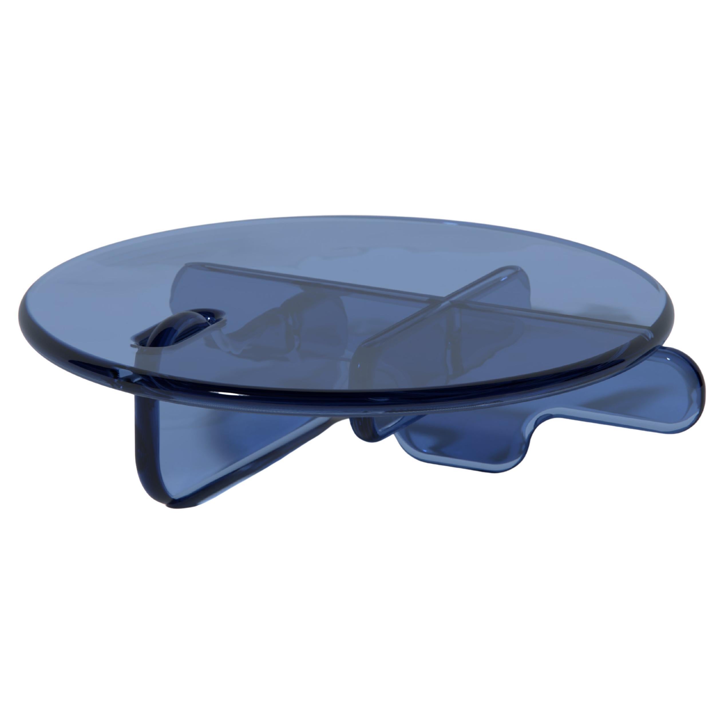 Plump Round Coffee Table in Ocean, Translucent Polyurethane Resin by Ian Cochran For Sale