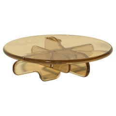 Table basse ronde Plump en résine polyuréthane translucide de Ian Cochran