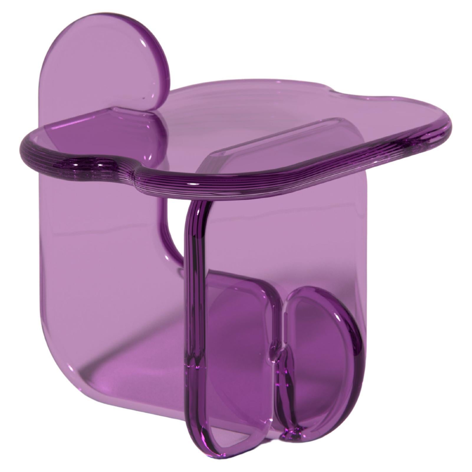 Mesa auxiliar Plump de color morado, resina de poliuretano translúcida, por Ian Cochran