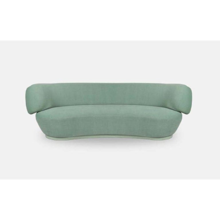 Plump sofa by Royal Stranger
Dimensions: W300 x D100 x H92 cm
Materials: Upholstery Gentle 933
Base Light green lacquered with matte finish

Inspired by the merchant marine and the Portuguese Discoveries, the Afonso Sofa is born from a solid