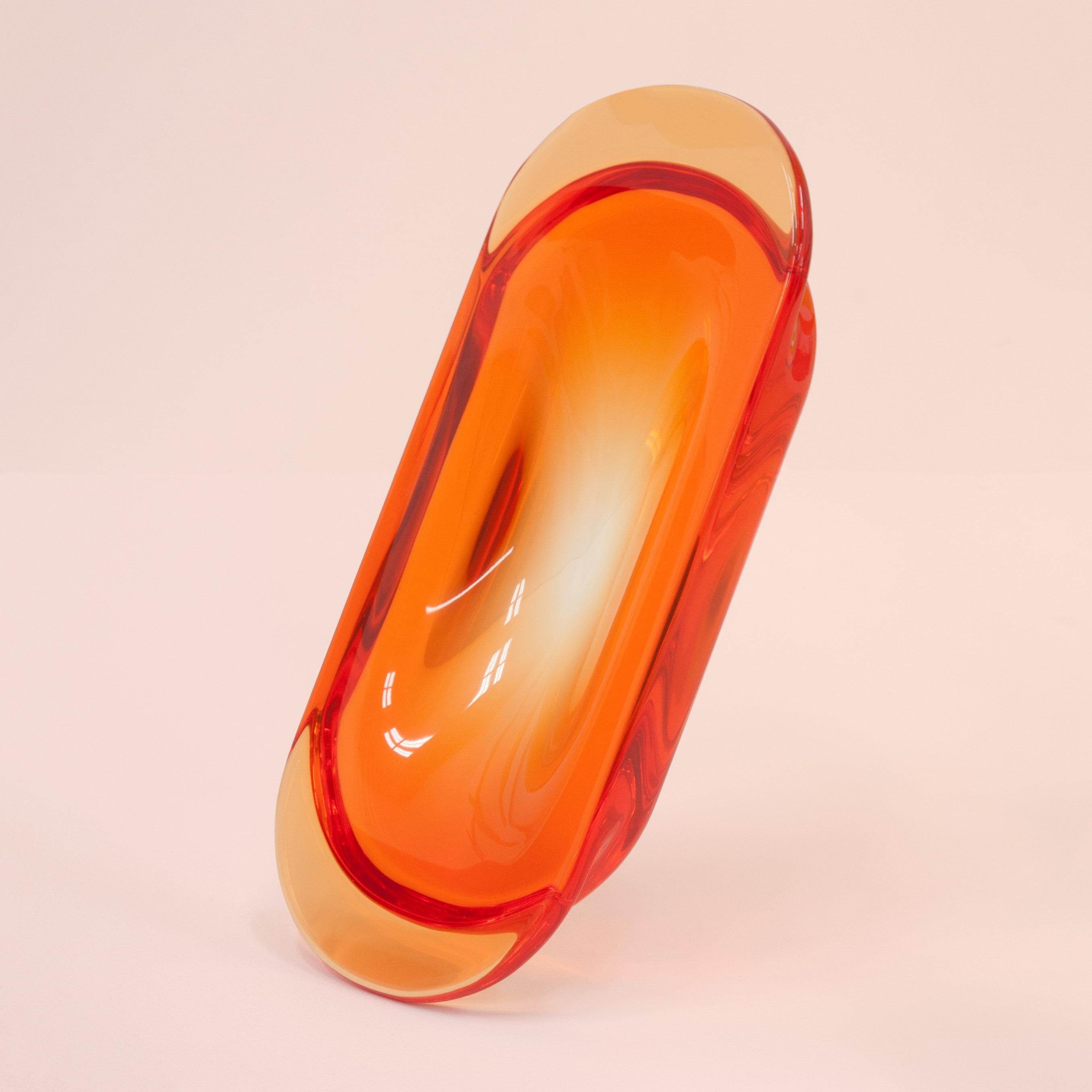 American Plump Trinket Dish in Orange, Translucent Polyurethane Resin, by Ian Cochran For Sale