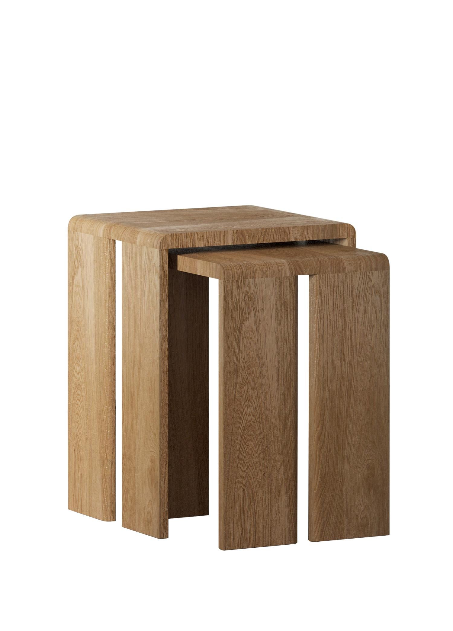 Turkish Plus Oak side table set of 2 by Hermhaus For Sale