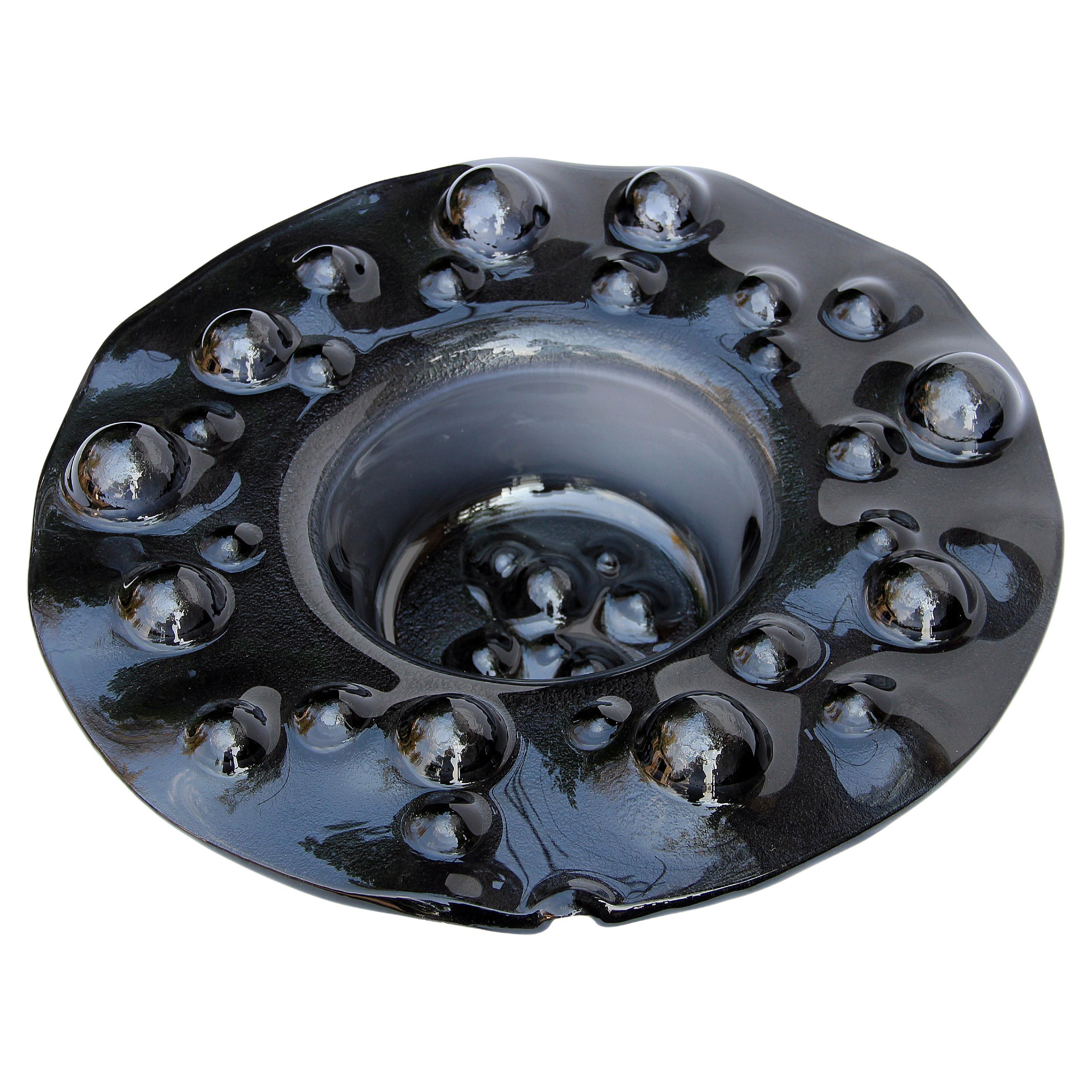 Plus Object glass bowl "Geyser" Black For Sale