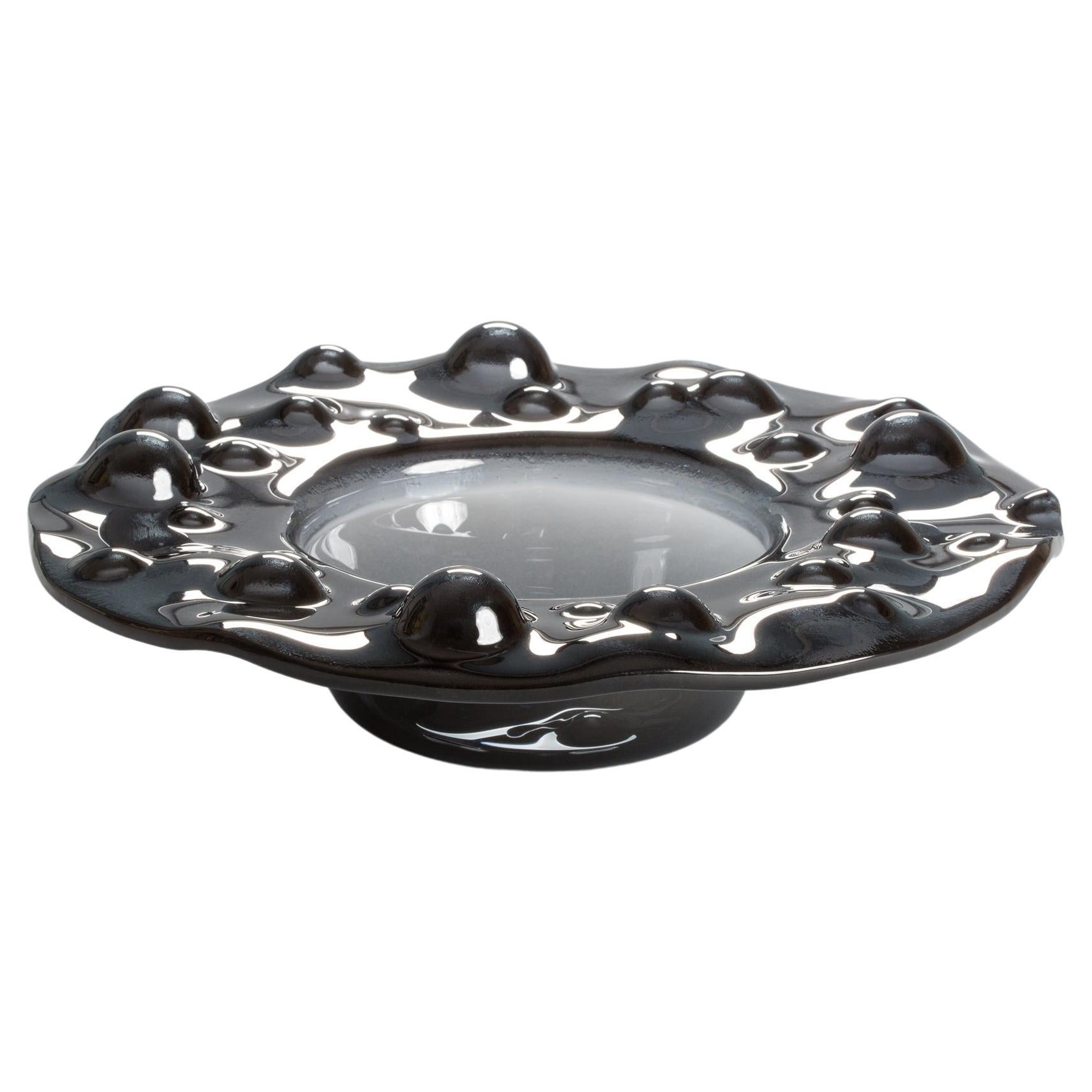 Plus Object glass bowl "Geyser" Graphite For Sale