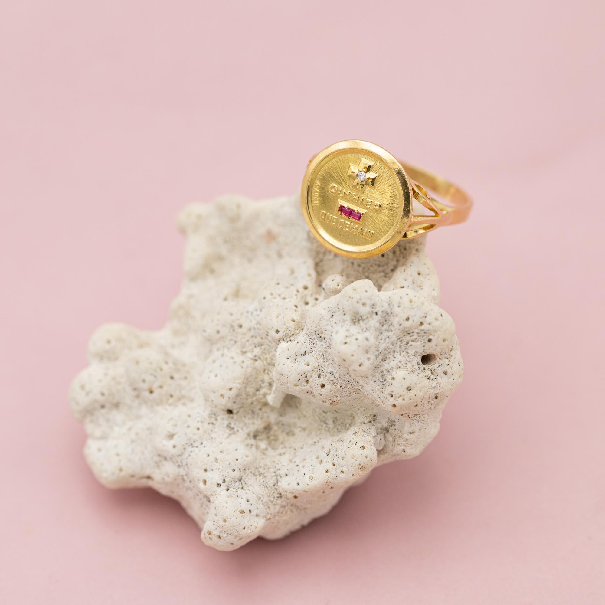 Plus qu'hier et moins que demain - 18 karat solid yellow gold ring - Augis Love 5