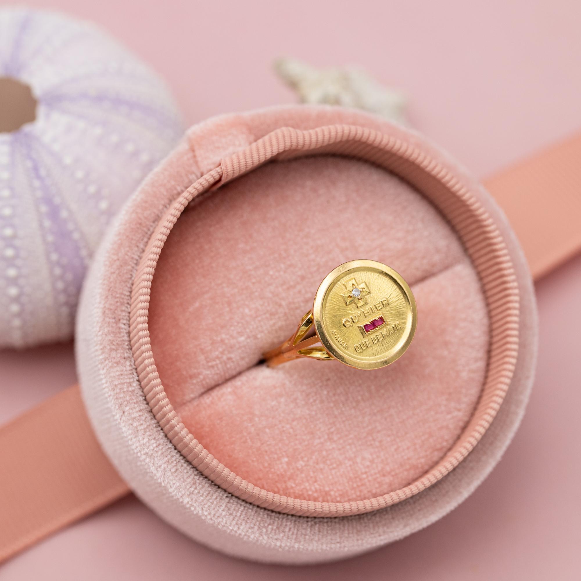 Single Cut Plus qu'hier et moins que demain - 18 karat solid yellow gold ring - Augis Love