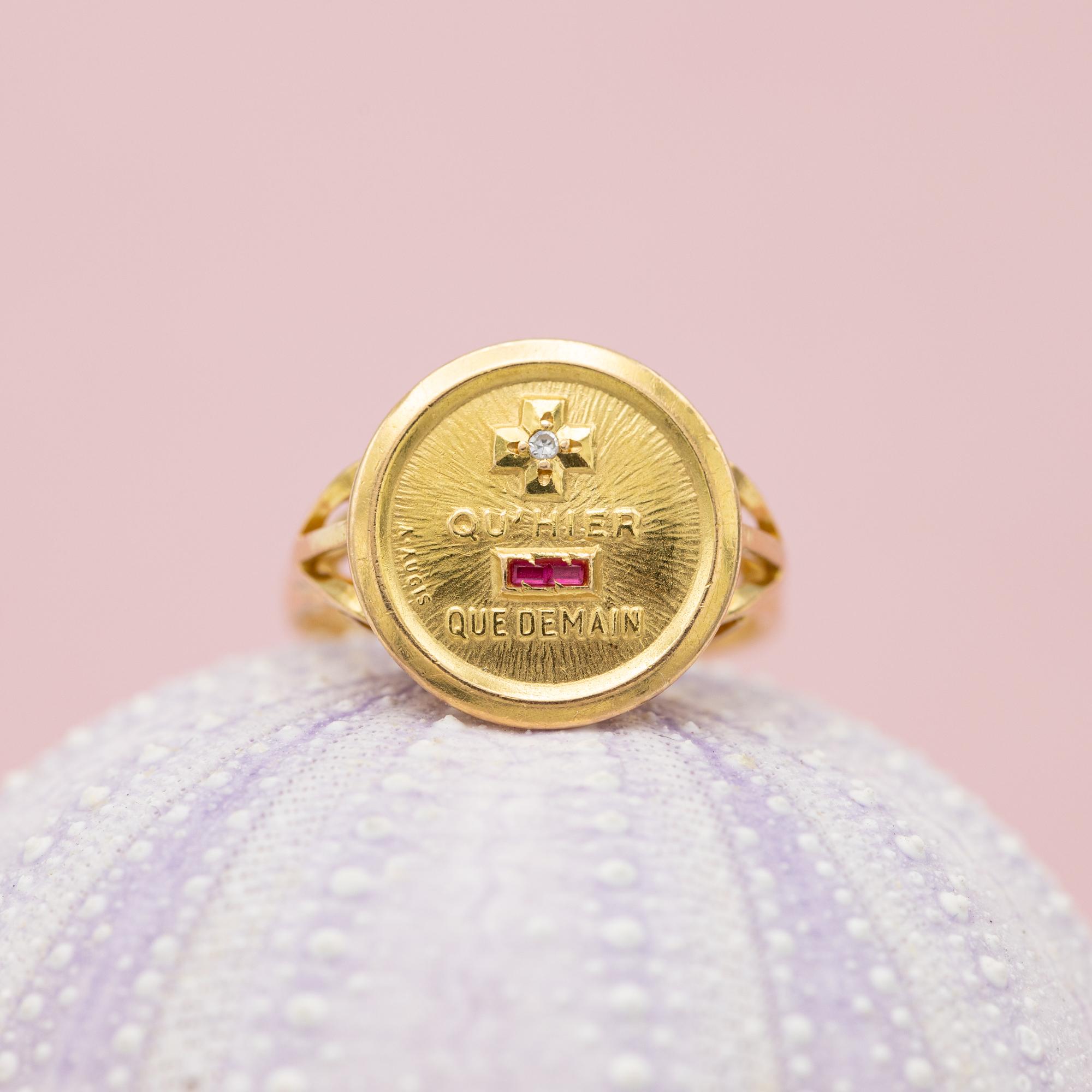 Women's or Men's Plus qu'hier et moins que demain - 18 karat solid yellow gold ring - Augis Love