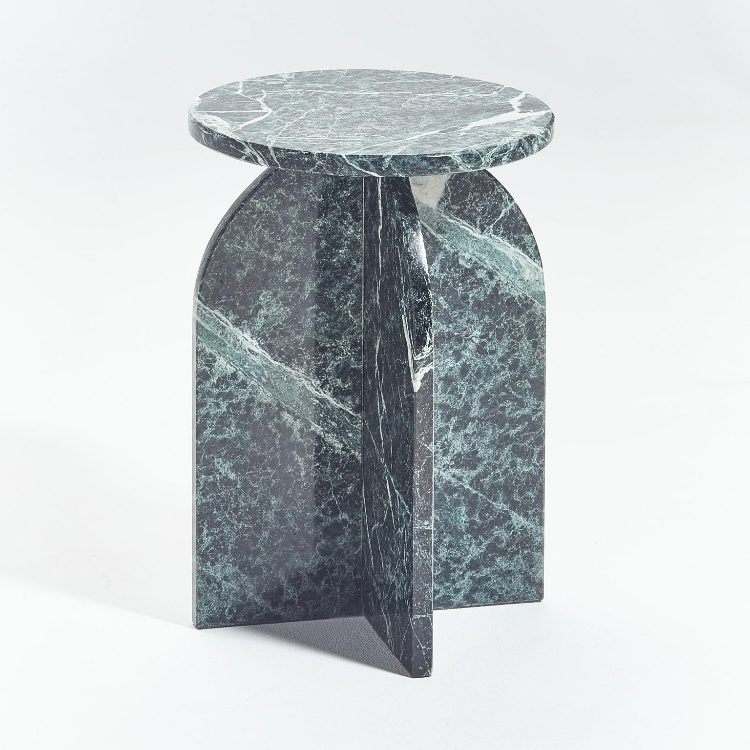 Spanish Plus side table in Green Marble, stone Minimalist Side Table by Aparentment  For Sale