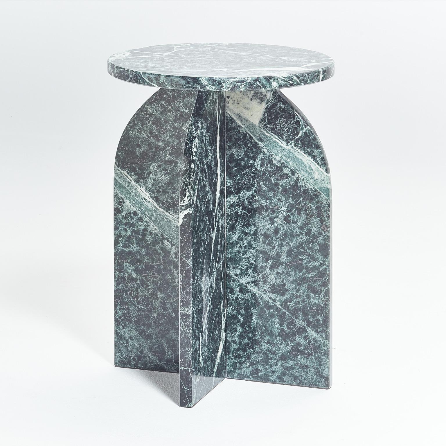 Polished Plus side table in Green Marble, stone Minimalist Side Table by Aparentment  For Sale