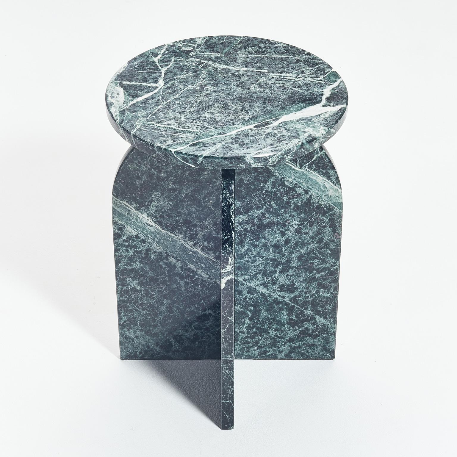 Contemporary Plus side table in Green Marble, stone Minimalist Side Table by Aparentment  For Sale