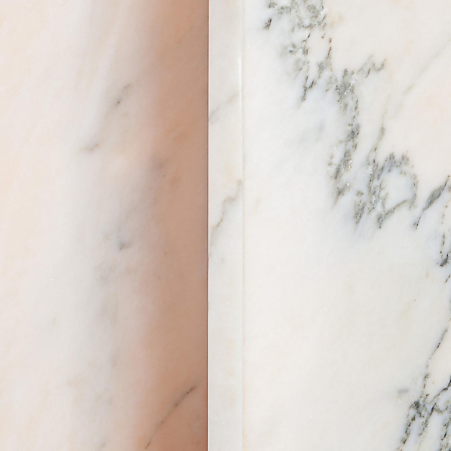 Polished Plus side table in PINK Marble, stone minimalist side table by Aparentment For Sale