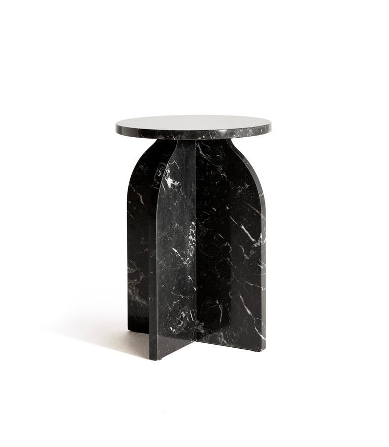 “Plus Side Table” Minimalist Marquina Marble Side Table by Aparentment In New Condition For Sale In Terrassa, Catalonia
