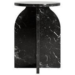 “Plus Side Table” Minimalist Marquina Marble Side Table by Aparentment