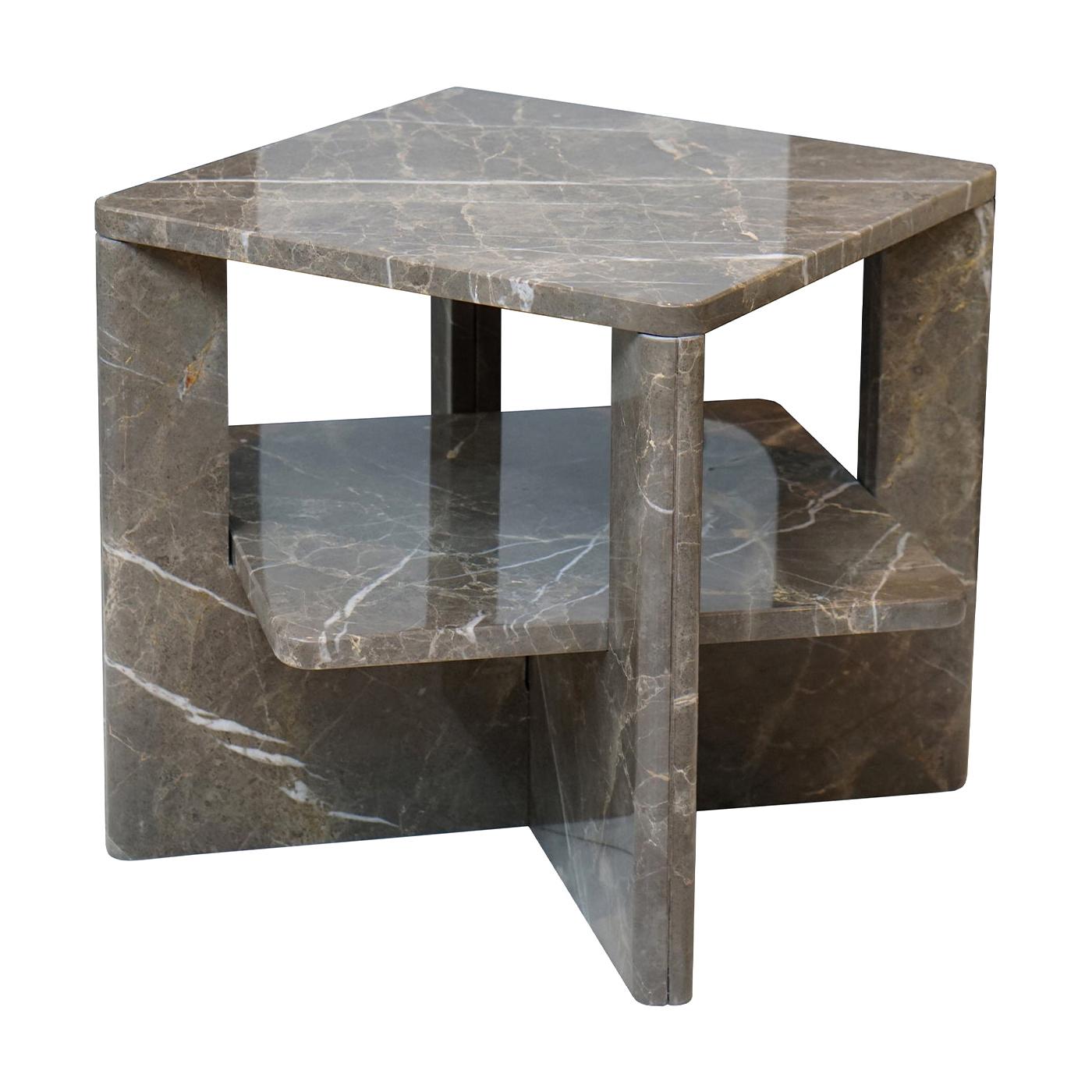 Plus+Double Coffee Table in Grigio Collemandina Marble  For Sale
