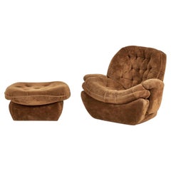 Plush 1970's Lounge Chair and Ottoman