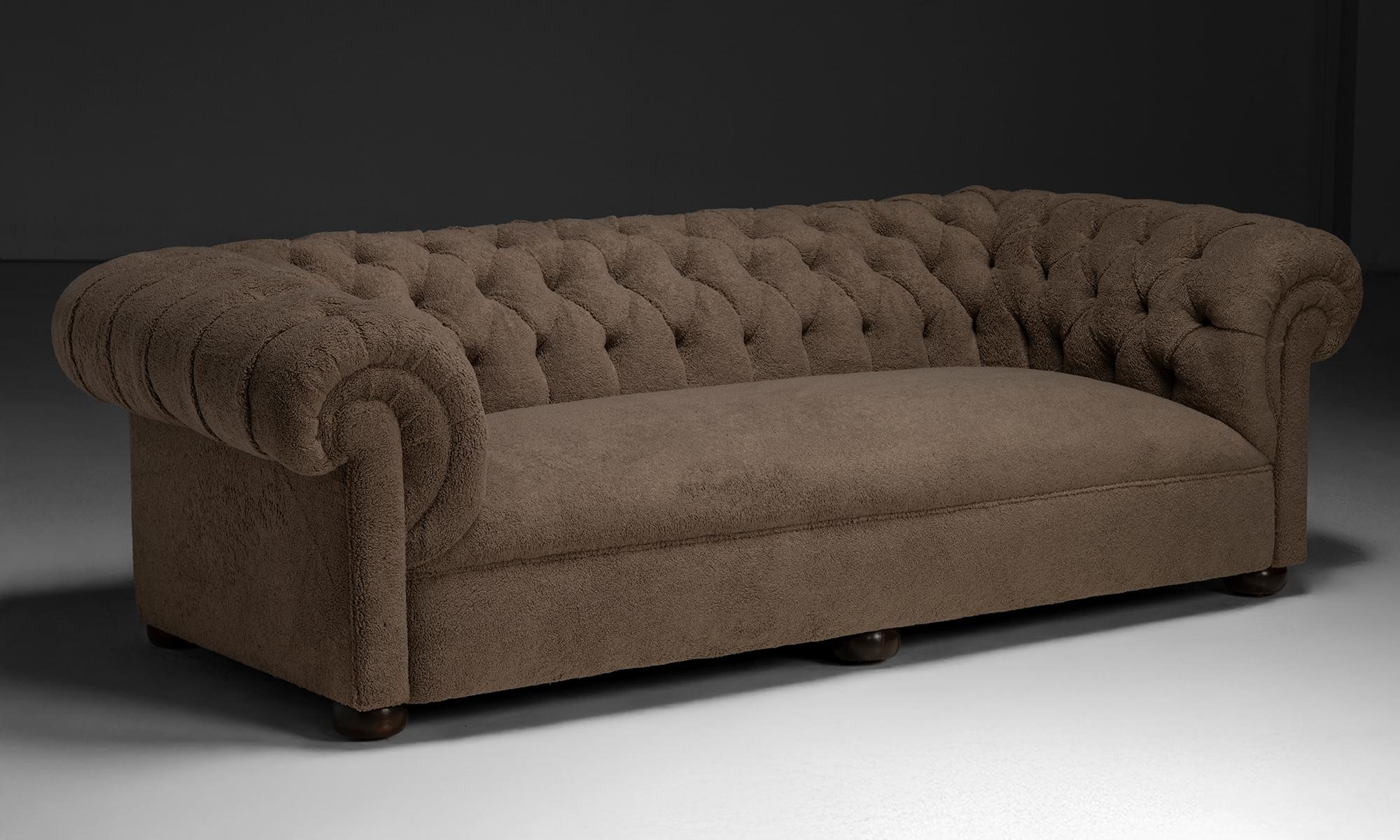 English Plush Chesterfield Sofa, England circa 1890 For Sale