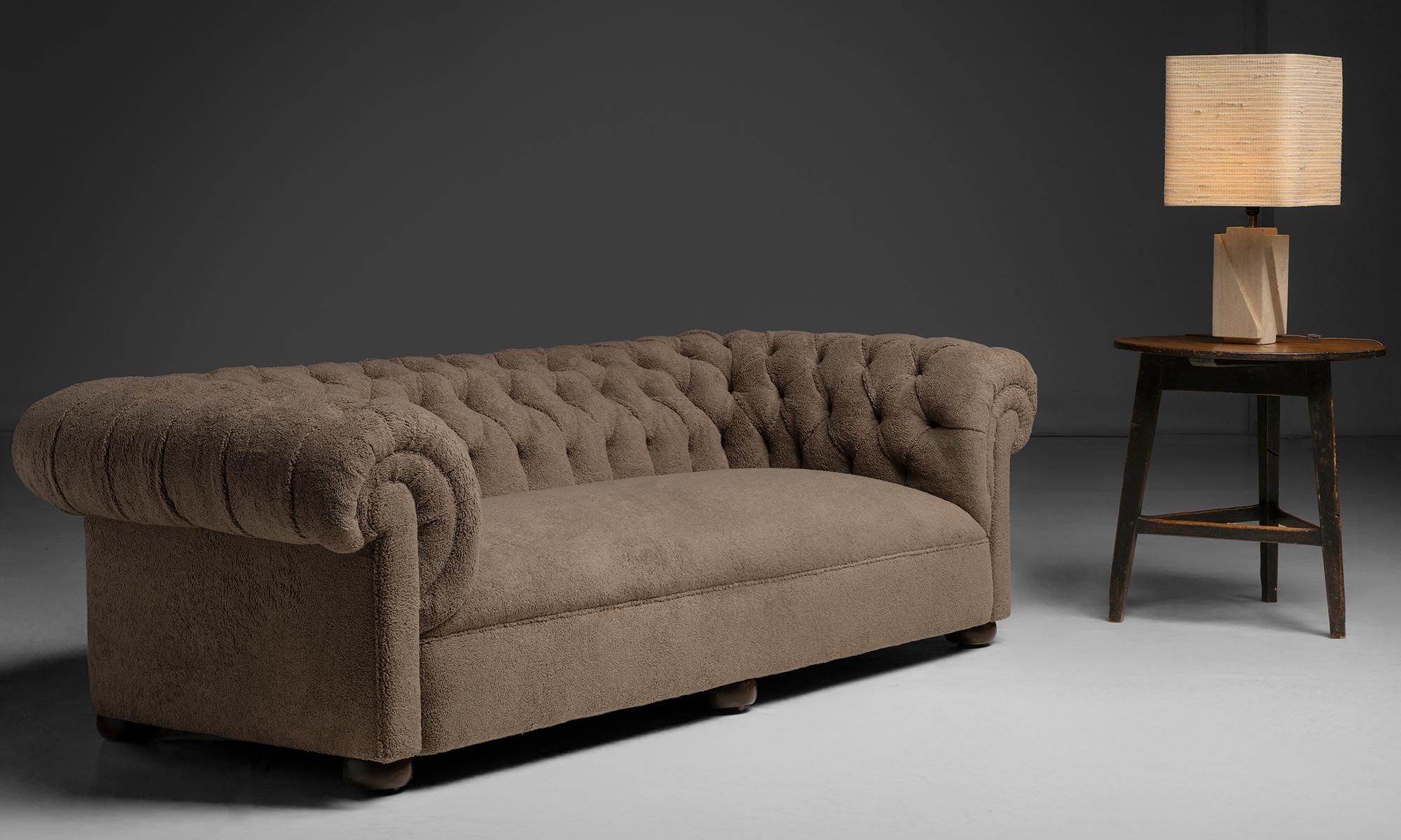 Fabric Plush Chesterfield Sofa, England circa 1890 For Sale