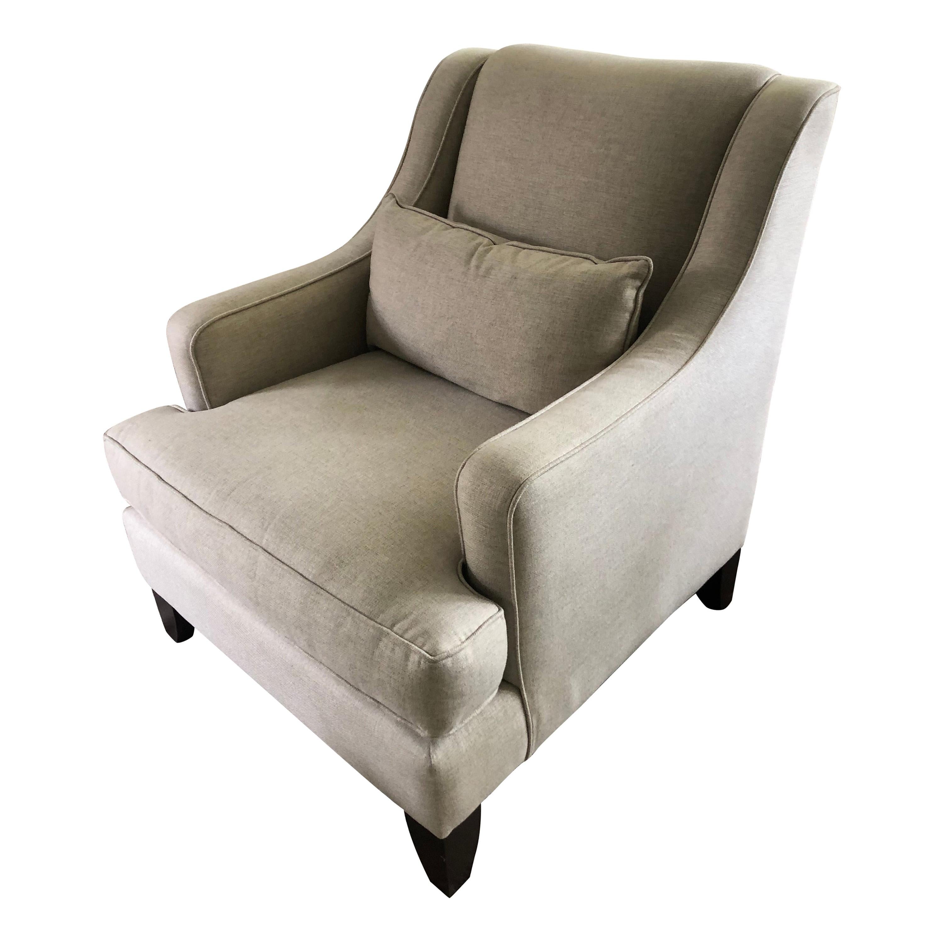 Plush and Comfy Greige Upholstered Club Chair For Sale at 1stDibs