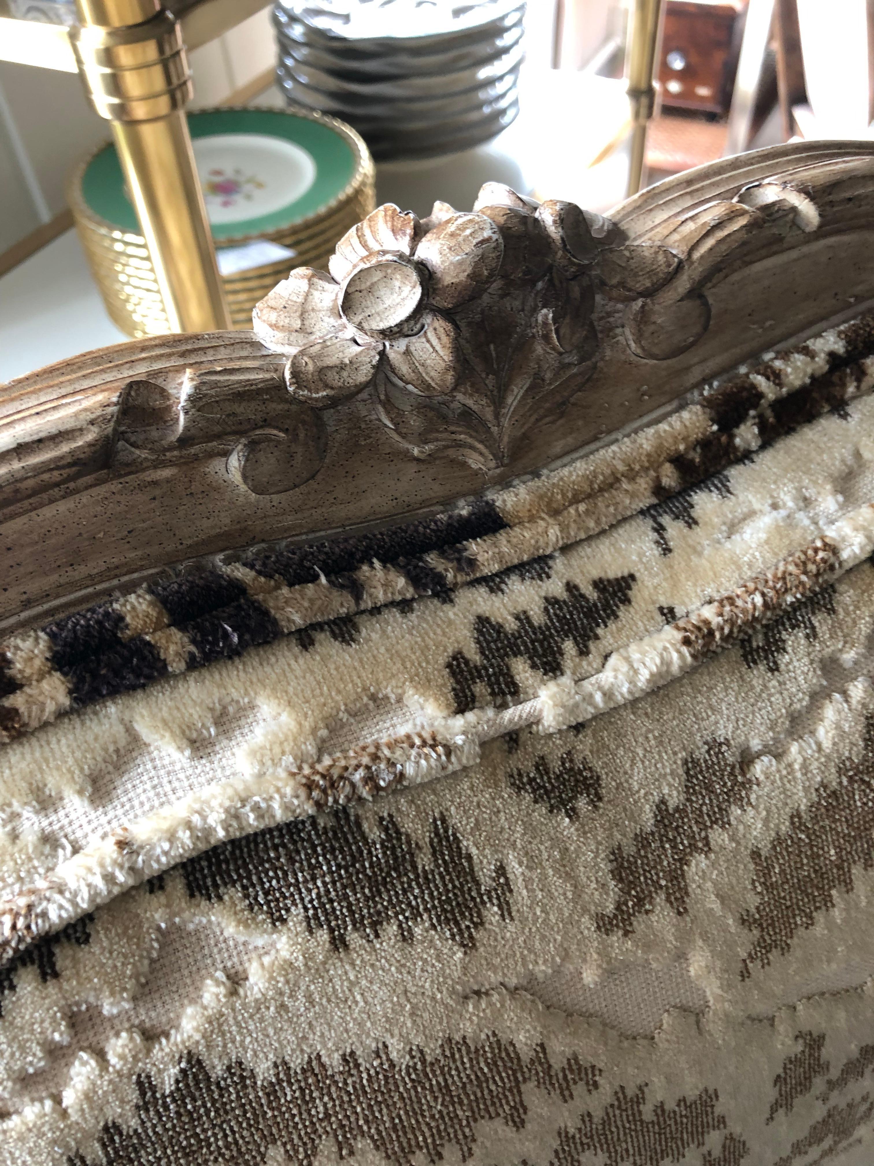 Plush Cut Velvet Down Filled Louis XVI Style Wing Chair 5