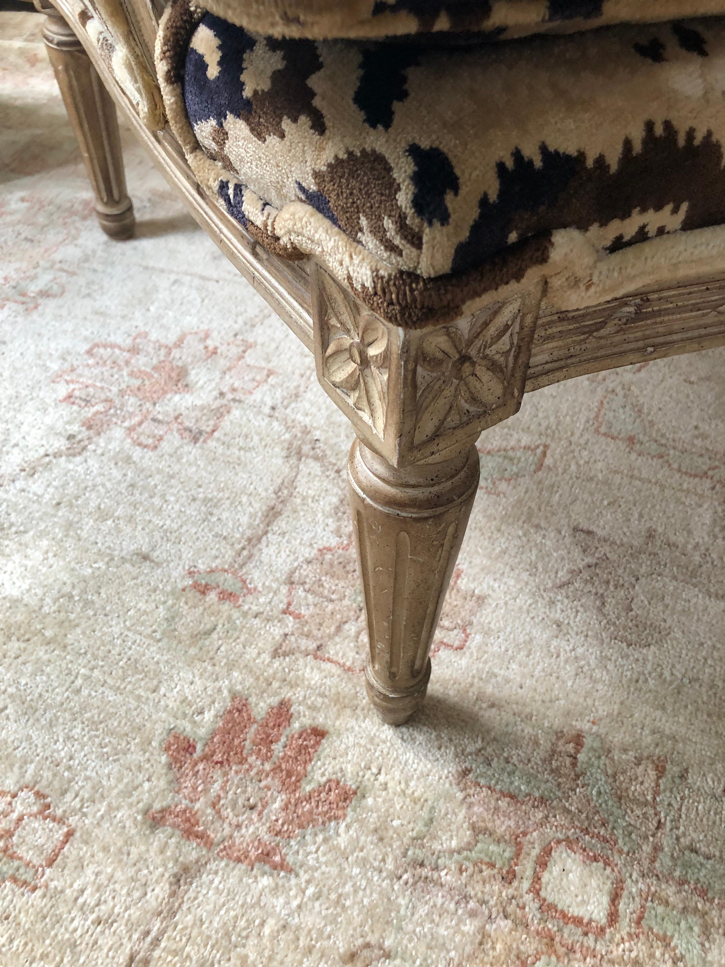 Plush Cut Velvet Down Filled Louis XVI Style Wing Chair 7