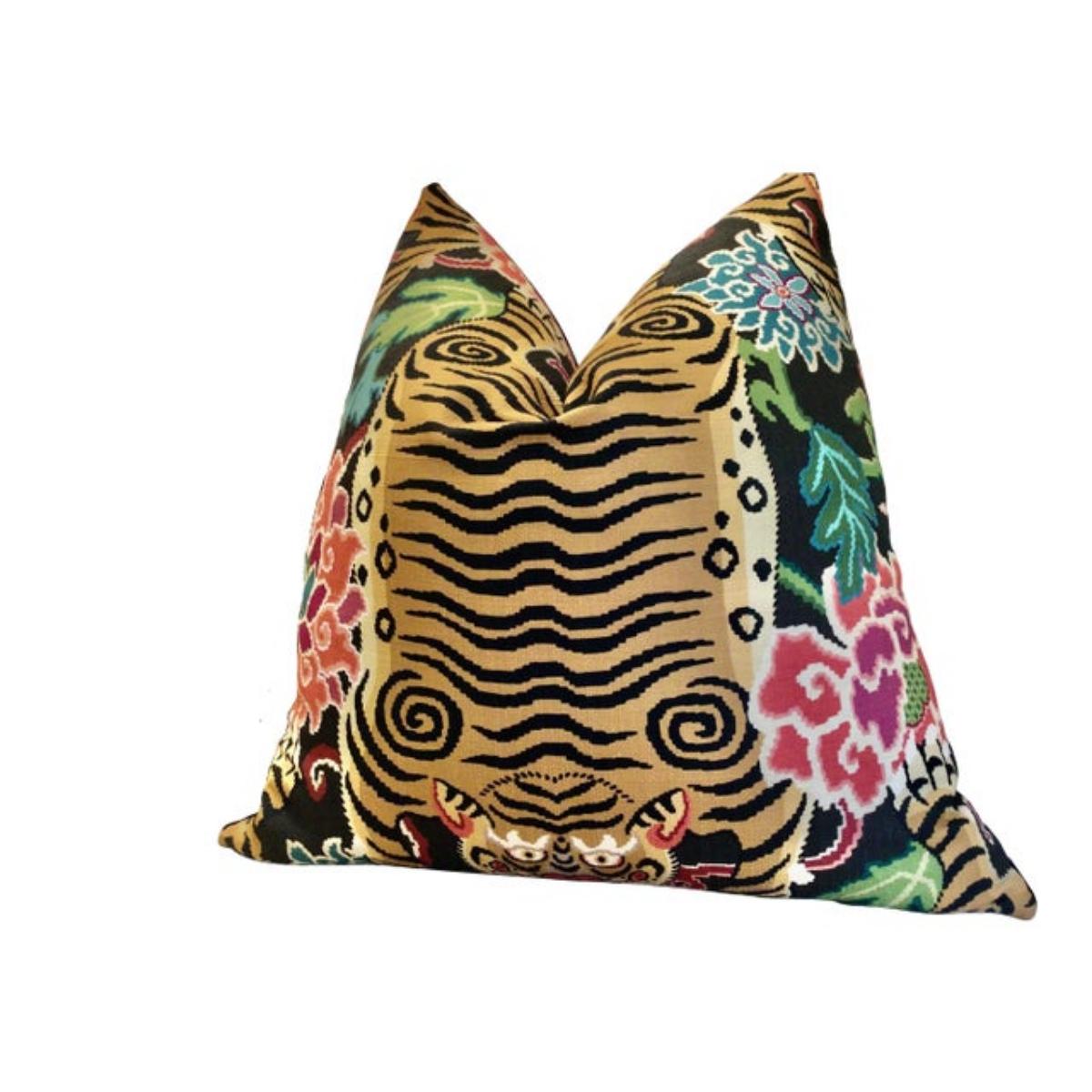 Americano Cuscino in peluche con imbottitura in piuma d'oca Tibet Tiger 22