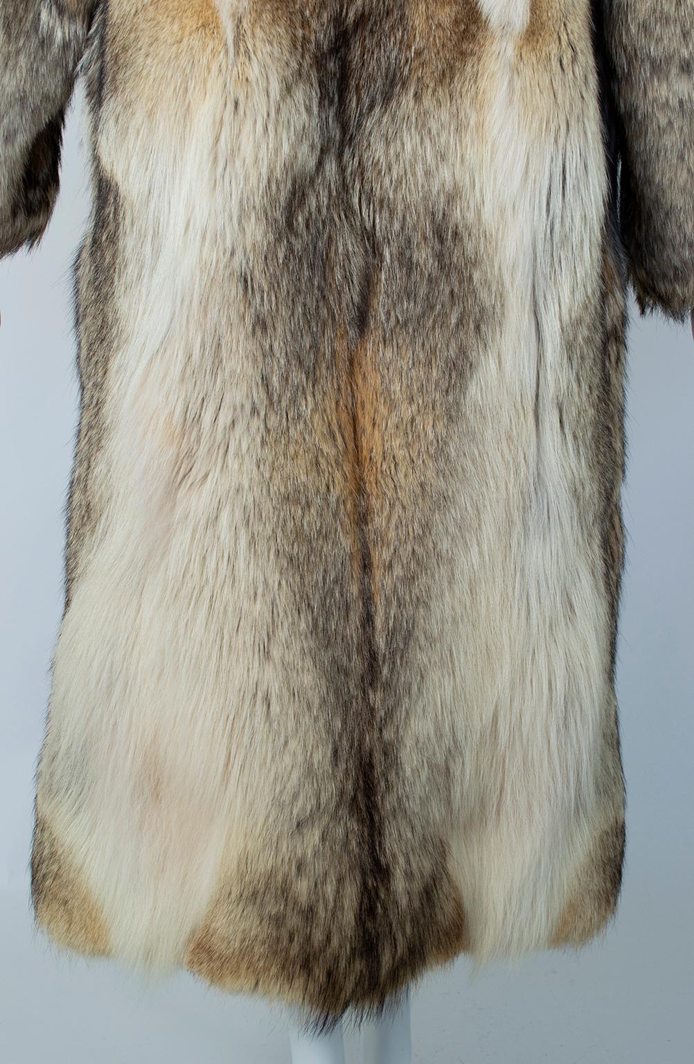 Plush Full-Length Copper Coyote Fur Overcoat with Detachable Hood – Med, 1970s 4